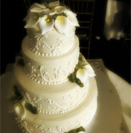 Beautifully designed Long Island wedding cake with intricate floral details