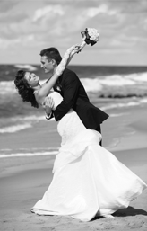 Romantic Long Island beach wedding setup with ocean views at sunset