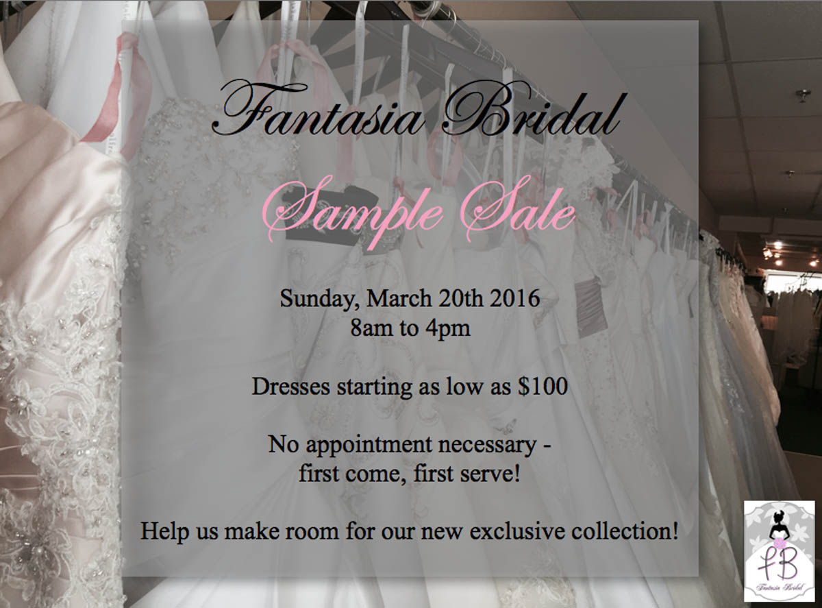 Fantasia Bridal Sample Sale!
